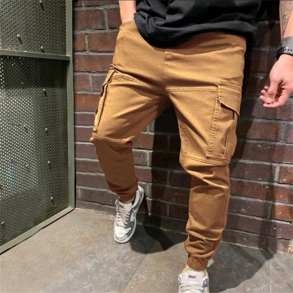Men’s Casual Cargo Trousers with Pockets – Utility Everyday Pants