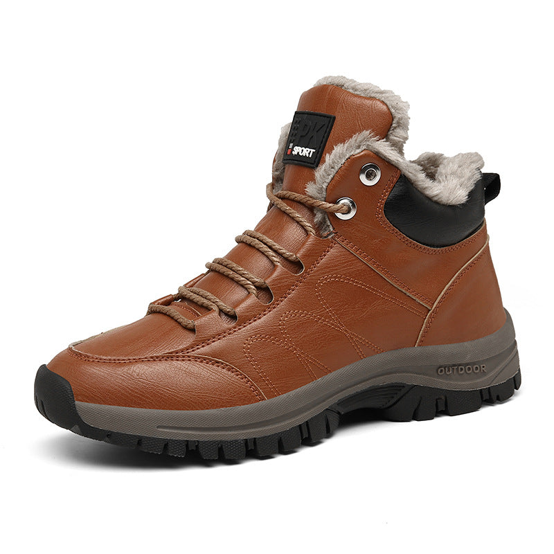 Men’s Warm Leather Winter Boots – Plush-Lined Cold-Weather Footwear