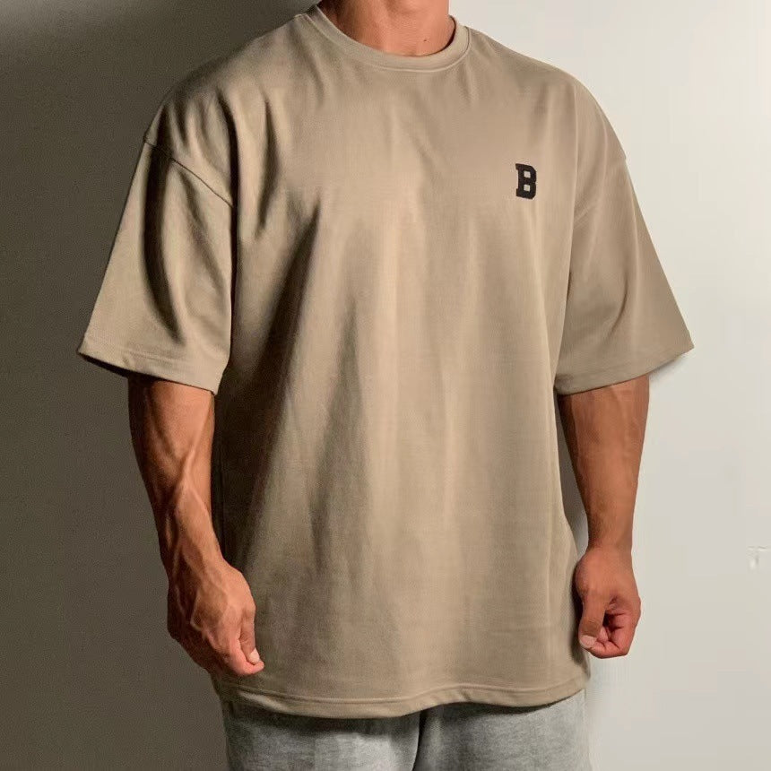 Men’s Oldschool Oversized Heavyweight Cotton T-Shirt – Drop Shoulder Casual Tee, L–3XL