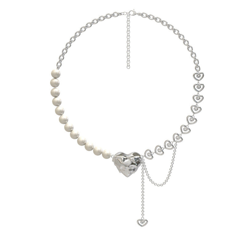 Korean Vintage Pearl Tassel Floral Bow Choker Necklace