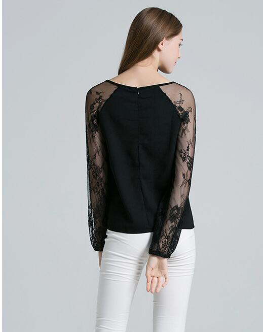 Lace Hollow Long Sleeve T-Shirt for Women (Loose Fit)