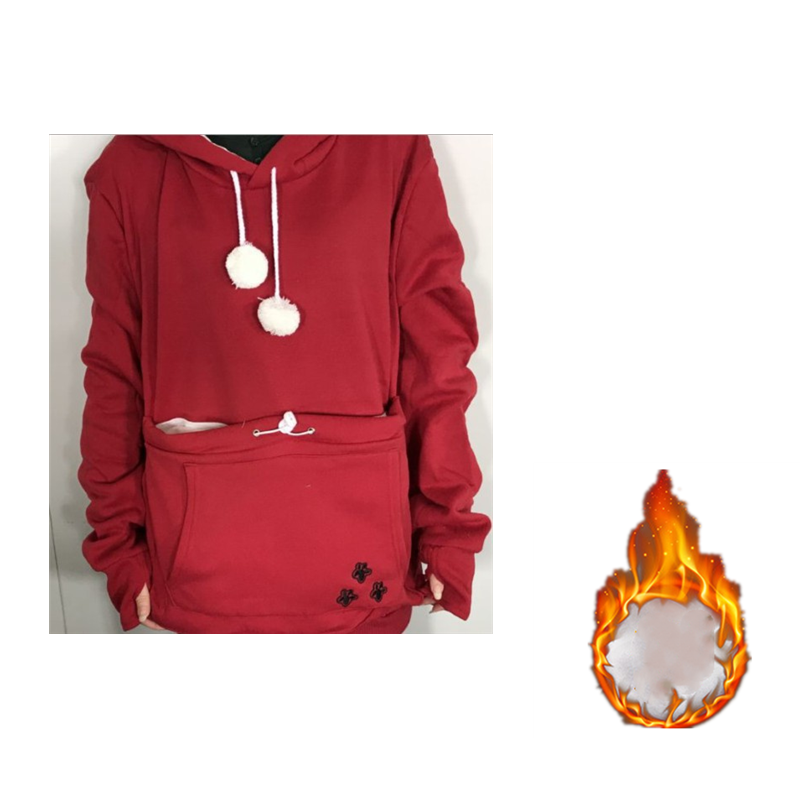 Women’s Cute Winter Pet Pocket Hoodie – Cozy Long Sleeve Kangaroo Carrier Sweatshirt, S–3XL