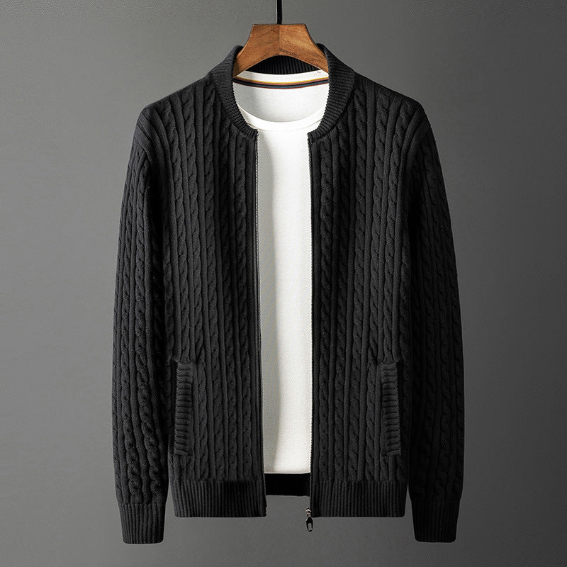 Men’s Plus Size Striped Knitted Cardigan Jacket – Casual Button-Up Sweater M–4XL