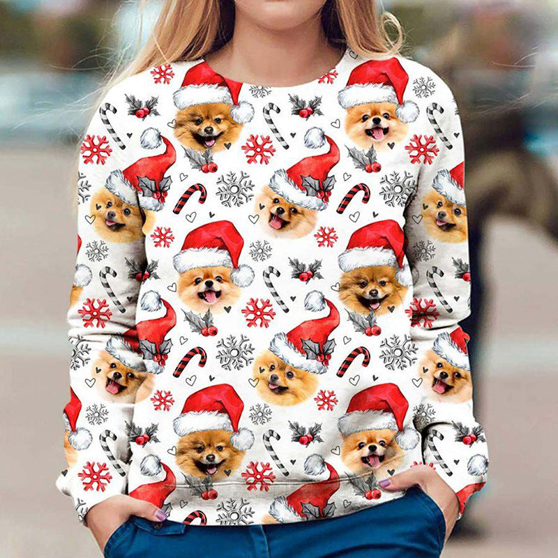 Christmas Printed Round Neck T-shirt for Women