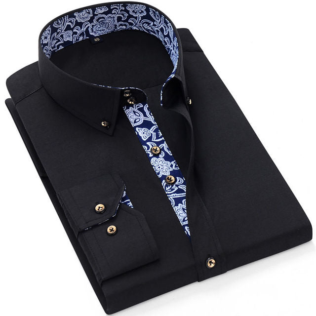 Men’s Korean Slim Fit Cotton Business Shirt – Smart Casual Long Sleeve Shirt, M–4XL