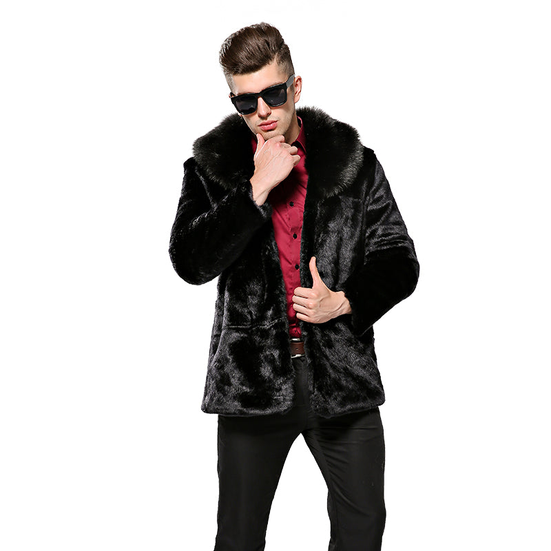 Men’s Faux Fur Winter Coat – Plush Warm Casual Jacket for Cold Weather