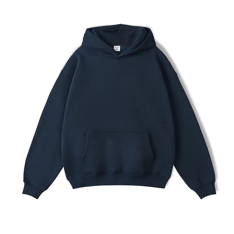 Men’s Solid Color Loose-Fit Hooded Sweater – Thick Warm Casual Pullover, 12 Colors, S–XXL
