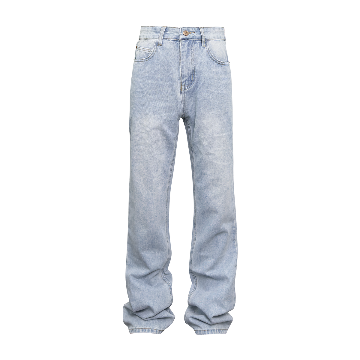 Washed Distressed Loose-Fit Bootcut Jeans – Blue Casual Denim Pants, S–3XL