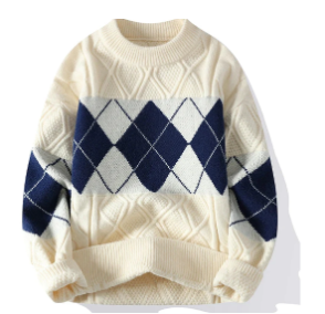 Men’s Colorful Knit Sweater – Unique Collar Design & Modern Casual Style – USA