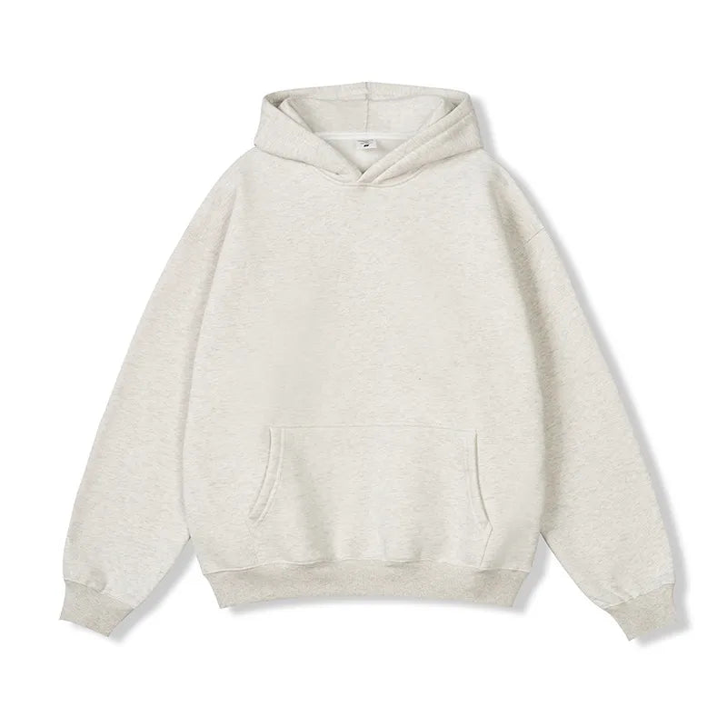 Men’s Solid Color Loose-Fit Hooded Sweater – Thick Warm Casual Pullover, 12 Colors, S–XXL