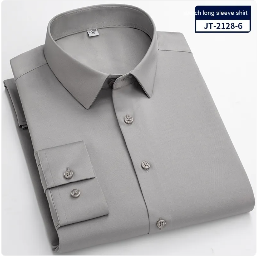 Men’s Seamless Stretch Long Sleeve Shirt – Bamboo Blend Casual Shirt, Sizes 38–46