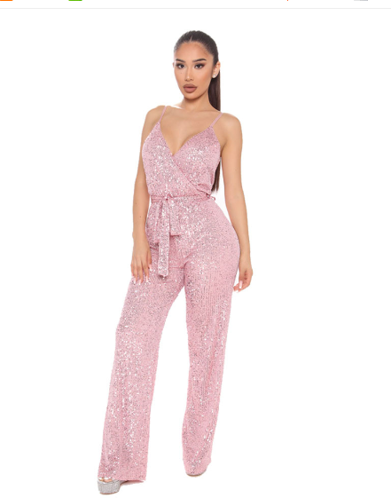 Women’s Sequin Slim-Fit Jumpsuit – Sleeveless Backless Party Romper