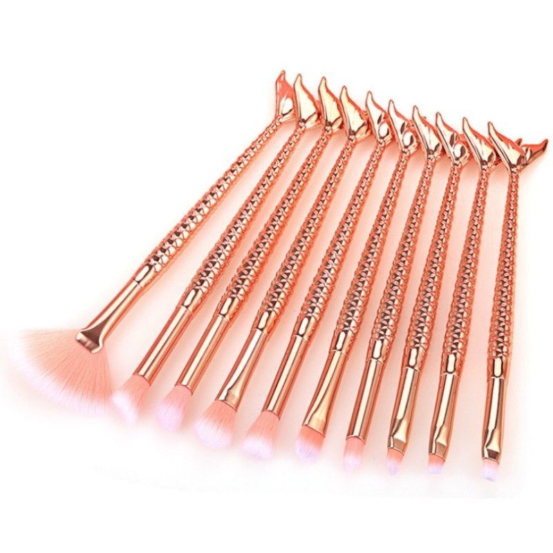10-Pack Professional Mermaid Makeup Brush Set