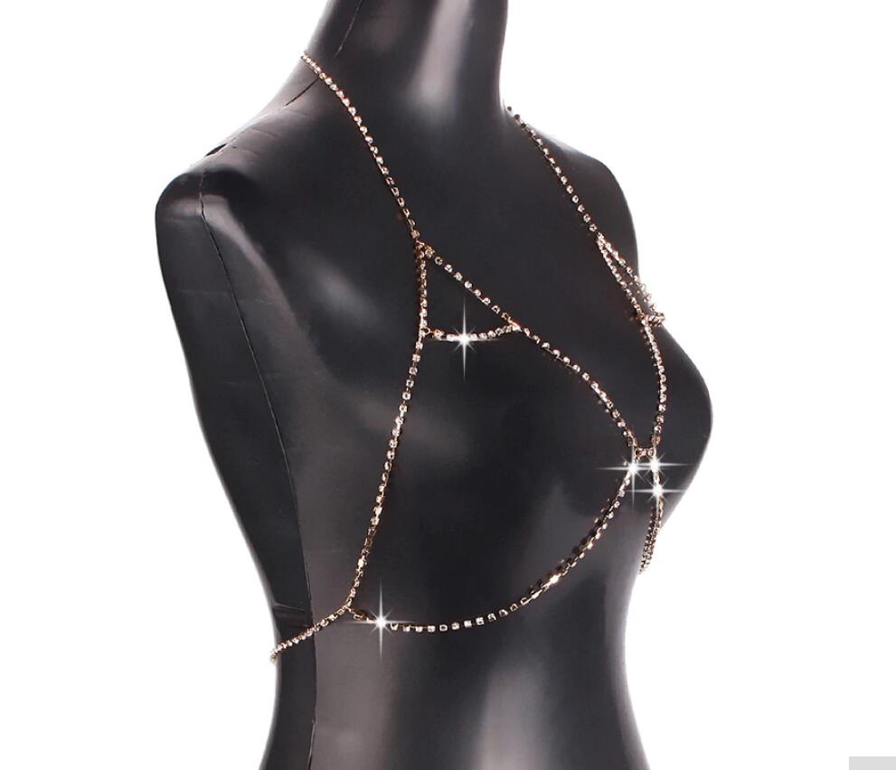Rhinestone Bra Body Chain – Zinc Alloy Bikini Neckline Decoration