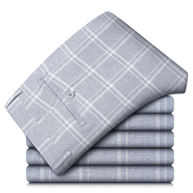 Men’s Summer Loose Fit Plaid Trousers – Casual Checkered Pants