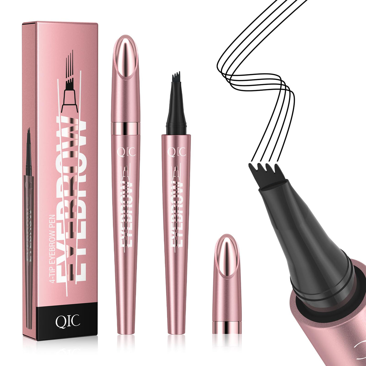 QIC 4-Tip Eyebrow Pencil – 3D Waterproof Microblading Effect