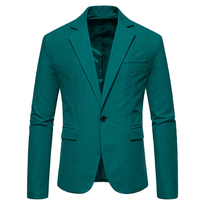 Men’s Suede V-Neck Blazer – Elegant Single-Button Wedding & Event Jacket, S–XXL