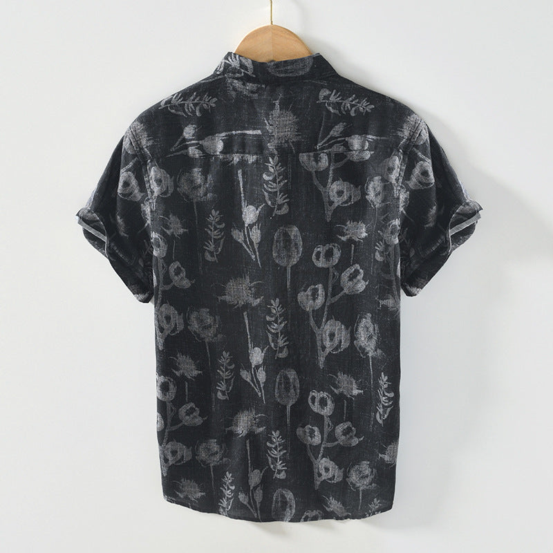 Men’s L996 Linen Printed Beach Shirt – Lightweight Hip-Hop Casual Shirt, M–3XL