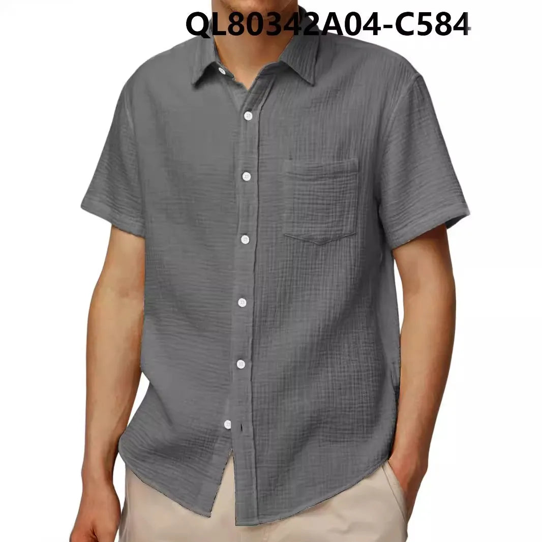 Men’s Short Sleeve Loose Lapel Shirt – Breathable 4-Way Stretch Casual Shirt, S–5XL