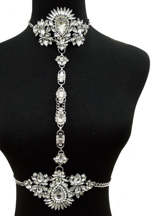 Diamond-Studded Alloy Body Chain – Exaggerated Bikini Statement Jewelry