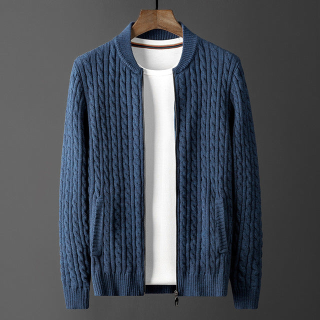 Men’s Plus Size Striped Knitted Cardigan Jacket – Casual Button-Up Sweater M–4XL