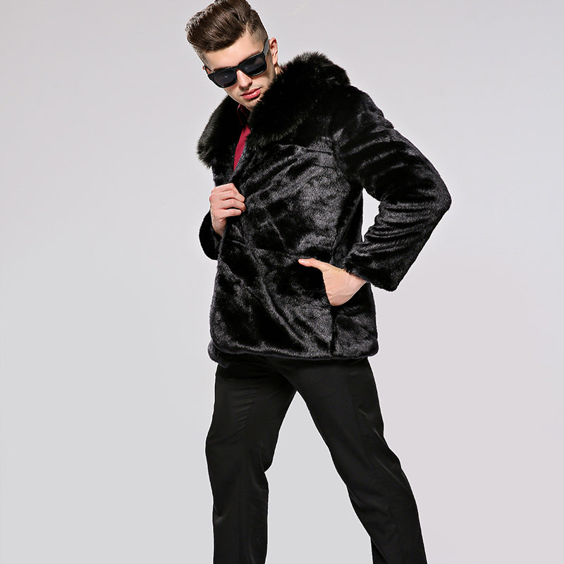 Men’s Faux Fur Winter Coat – Plush Warm Casual Jacket for Cold Weather