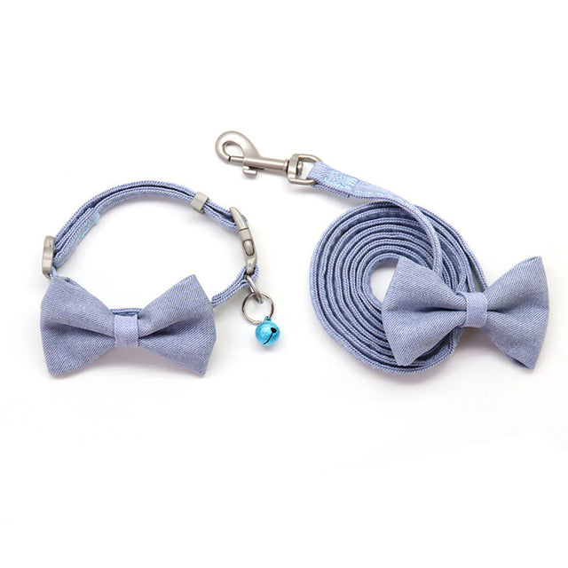 Adjustable Pet Collar & Leash Set with Bell – Nylon Walking Set for Small Dogs & Cats