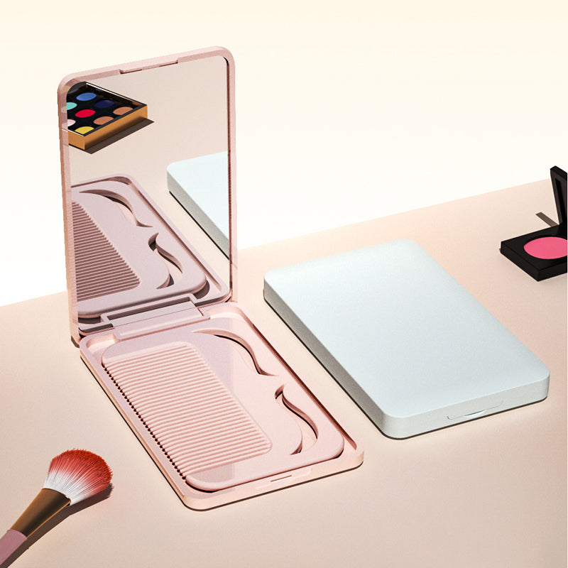 Compact Foldable Makeup Mirror with Comb (Portable)