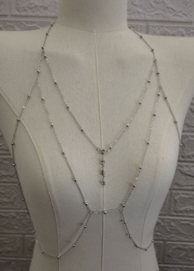Women’s Vintage Layered Tassel Body Chain Necklace – Copper & Iron Statement Jewelry, Gold, Silver & White