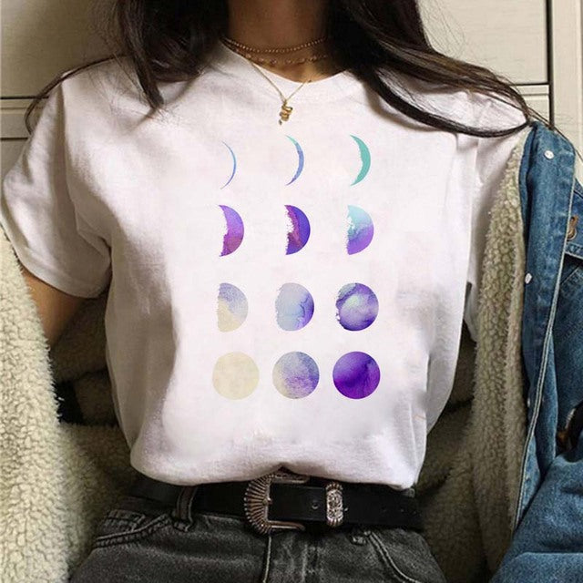 Aesthetic Universe Planets Graphic T-Shirt for Women