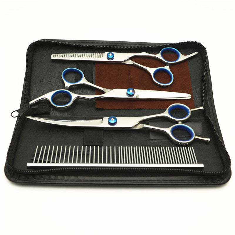 Professional Dog Grooming Tool Set – Stainless Steel Comb & Scissors Kit with Storage Bag