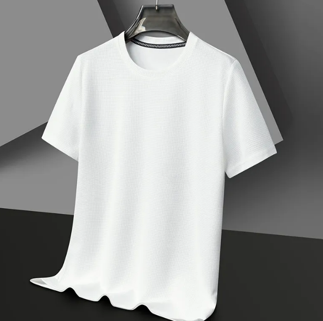 Men’s Solid Color Polyester Round Neck T-Shirt – Lightweight Summer Casual Tee, M–3XL