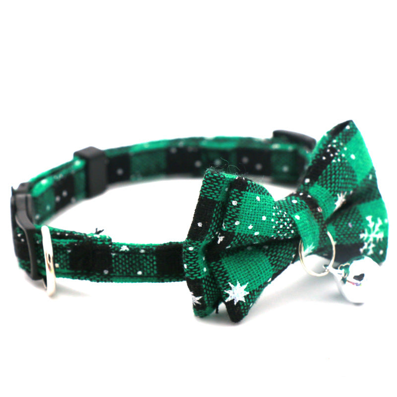 Christmas Cat Collar with Detachable Snowflake Bow – 27CM Safety Buckle Holiday Collar