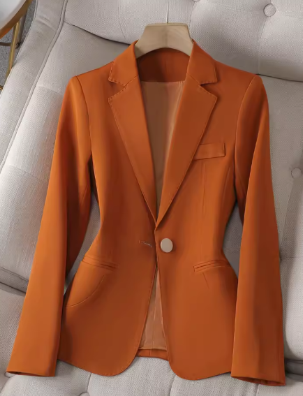 Women’s Elegant Slim-Fit One-Button Blazer – Classic Suit Collar Tailored Jacket, S–4XL