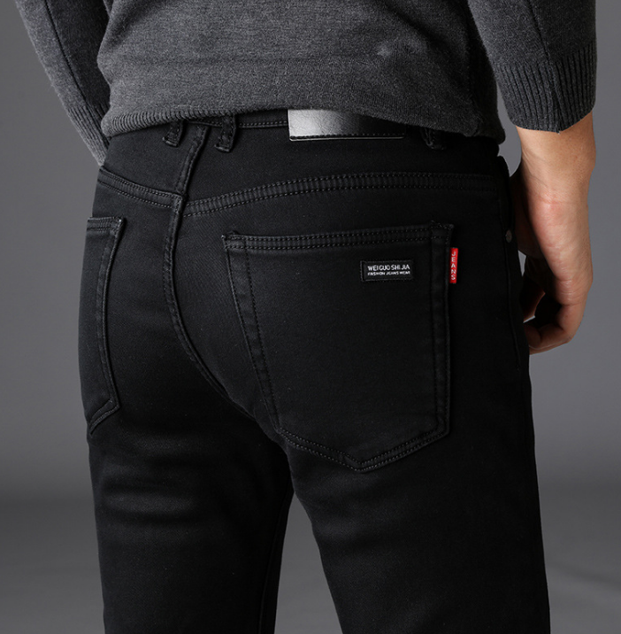 Men’s Slim-Fit Black Jeans – Straight-Cut Casual Denim Pants, Sizes 28–40