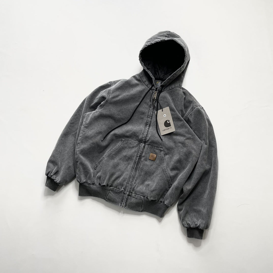 Men’s Distressed Hooded Zipper Jacket – Soft Cotton Casual Streetwear Jacket, 4 Colors, S–XL