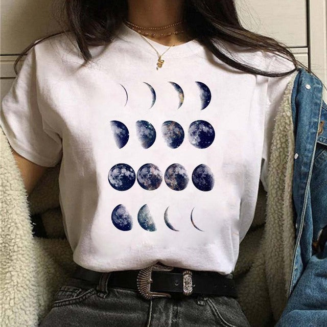 Aesthetic Universe Planets Graphic T-Shirt for Women