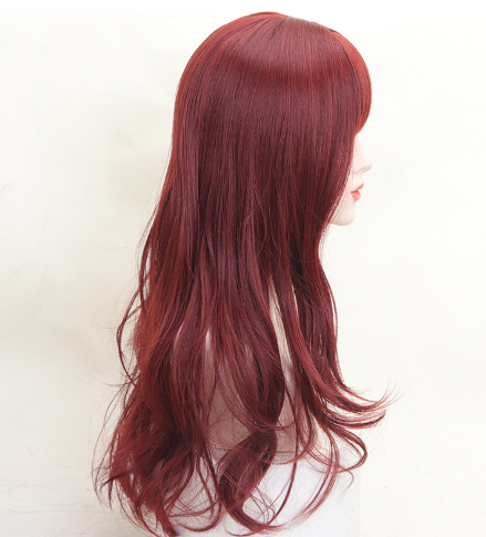 60cm Red Synthetic Wig for Women – High-Temperature Fiber Long Wig