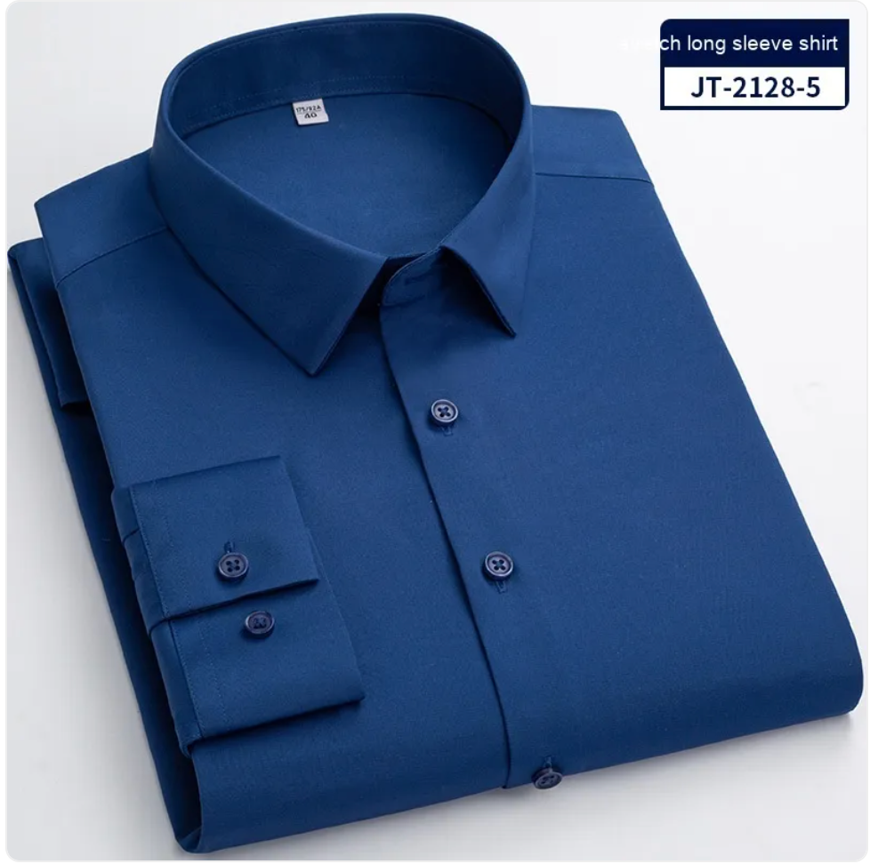 Men’s Seamless Stretch Long Sleeve Shirt – Bamboo Blend Casual Shirt, Sizes 38–46