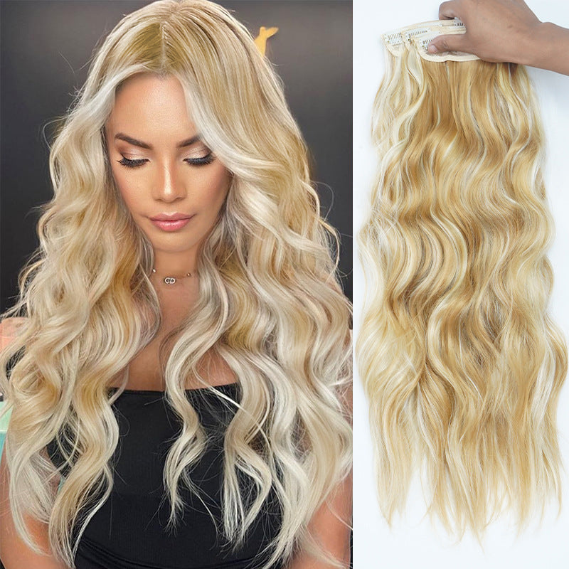 4-Piece 22-Inch Wavy Clip-In Hair Extensions for Women – Synthetic Water Wave Set