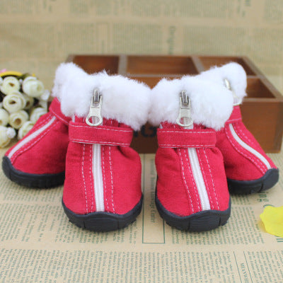 Warm Dog Snow Boots – Non-Slip Suede Winter Booties with Lamb Velvet Lining