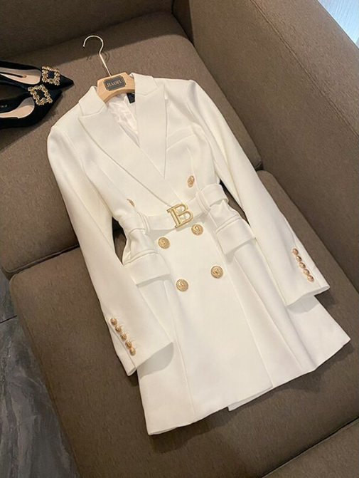 Women’s Loose-Fit Woolen-Style Coat – Elegant Beige Polyester Layering Coat, S–L