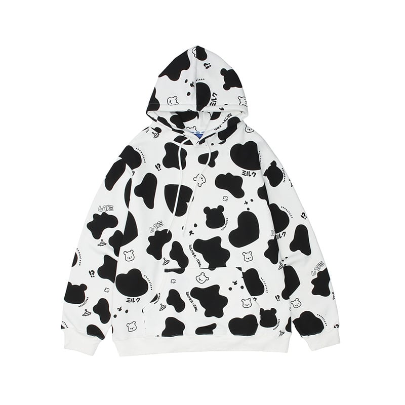 Unisex Fleece Hooded Pullover Sweater – Cotton Blend Japanese Casual Hoodie, Pink & White, S–XL
