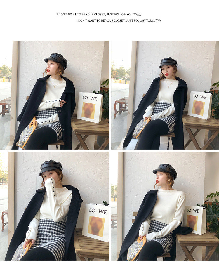 Women’s Fall Half-Turtleneck Knit Sweater – Loose Long Sleeve Casual Pullover
