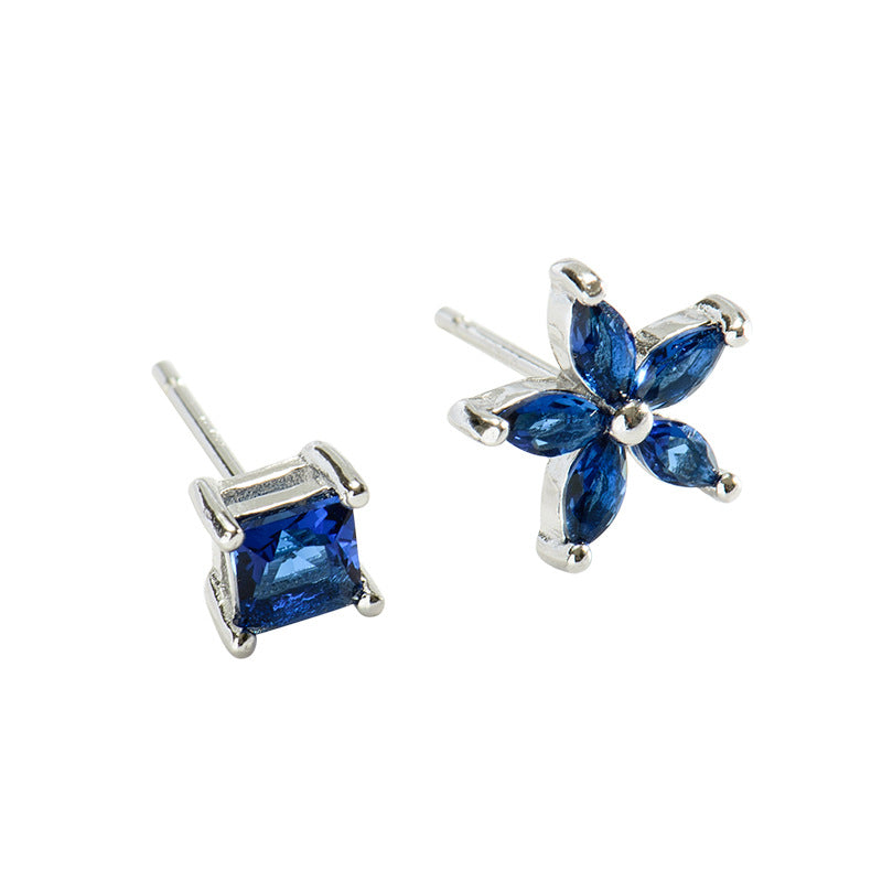 Blue Flower Stud Earrings – Elegant Floral Fashion Jewelry – USA
