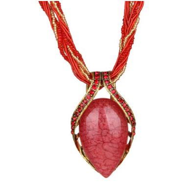 Vintage Bohemian Cat’s Eye Crystal Necklace – Korean-Inspired Statement Jewelry
