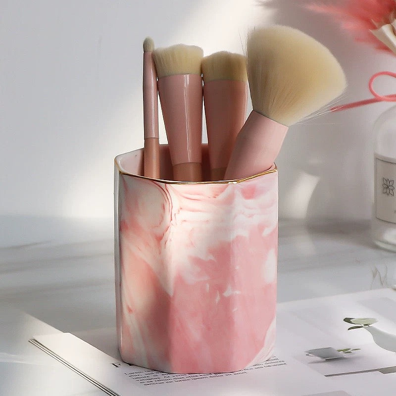 Marble Makeup Brush and Eyebrow Pencil Storage Holder