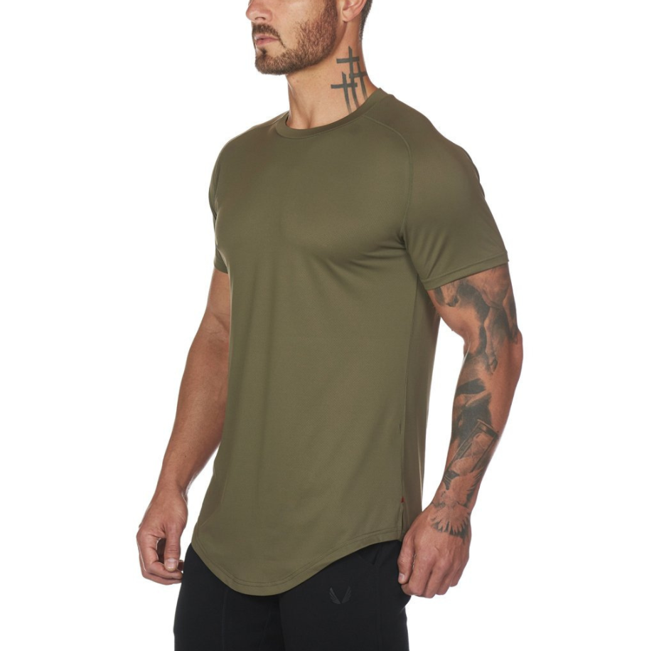 Men’s Quick-Dry Basketball Training T-Shirt – Cotton Stretch Athletic Workout Shirt
