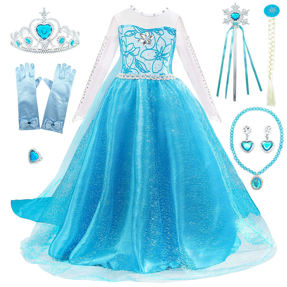 Ice Princess Dress for Girls – Winter Princess Costume with Accessories