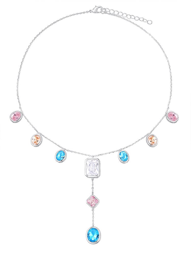Heavy Industry Fashion Colorful Gemstone Necklace